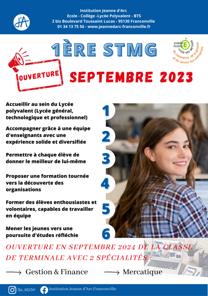 Ouverture 1ère STMG Rentrée 2023